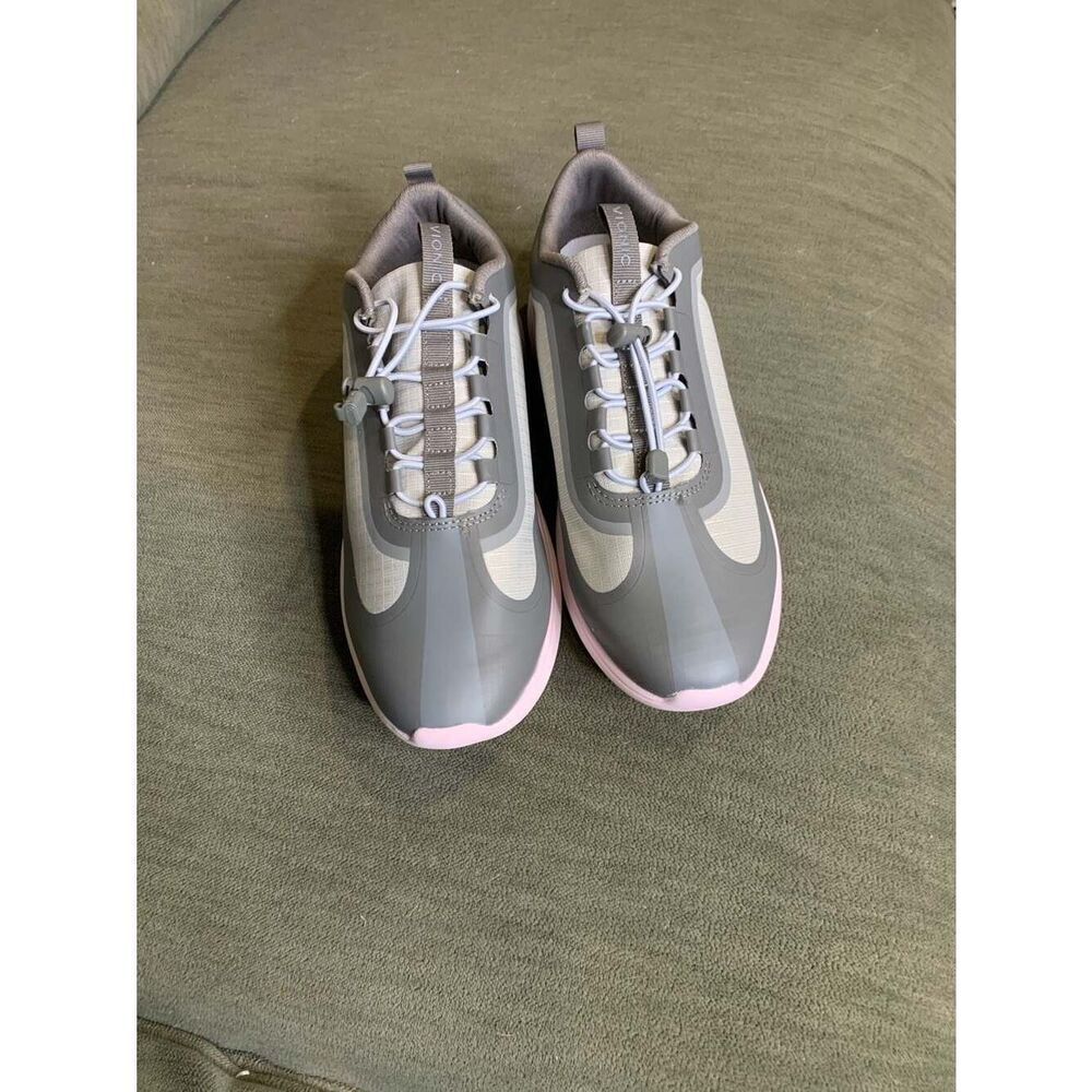 Vionic Guinn Women's Waterproof Bungee Lace Sneakers in Grey Blush Pink